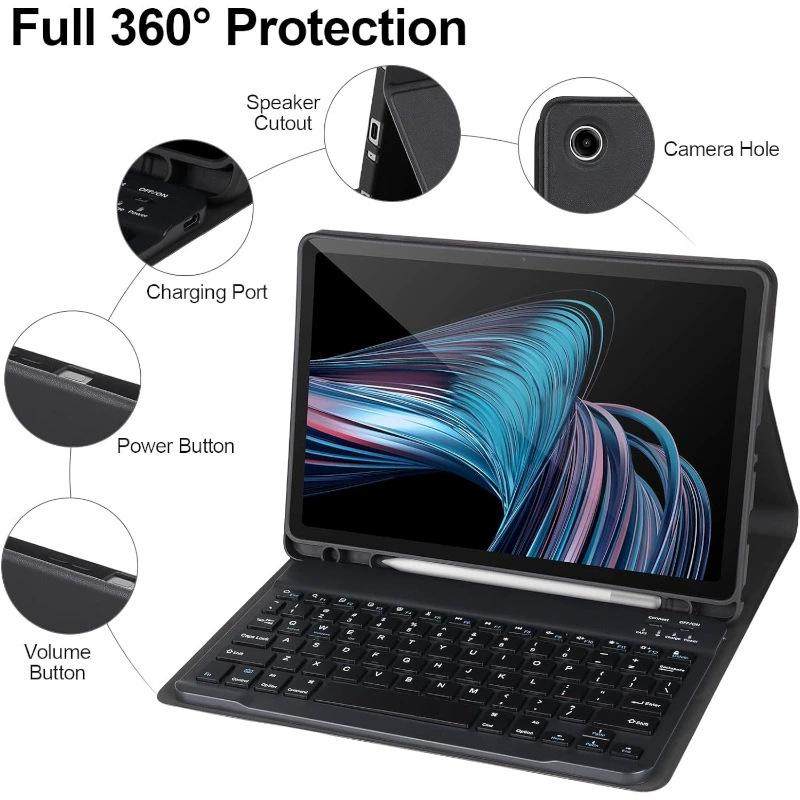 Samsung A9+ Tablet Leather Case with A11plus Magnetic Bluetooth Keyboard