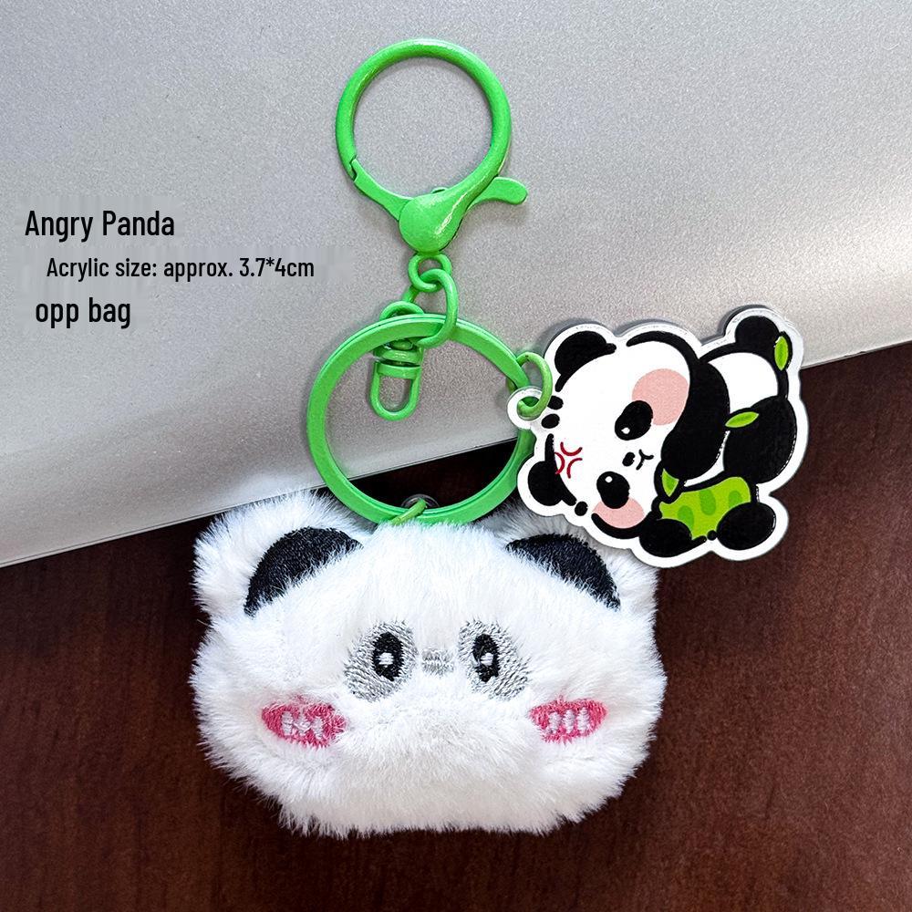 Cute Plush Panda Keychain with Heart Bag Pendant - Versatile Cartoon Doll Decoration