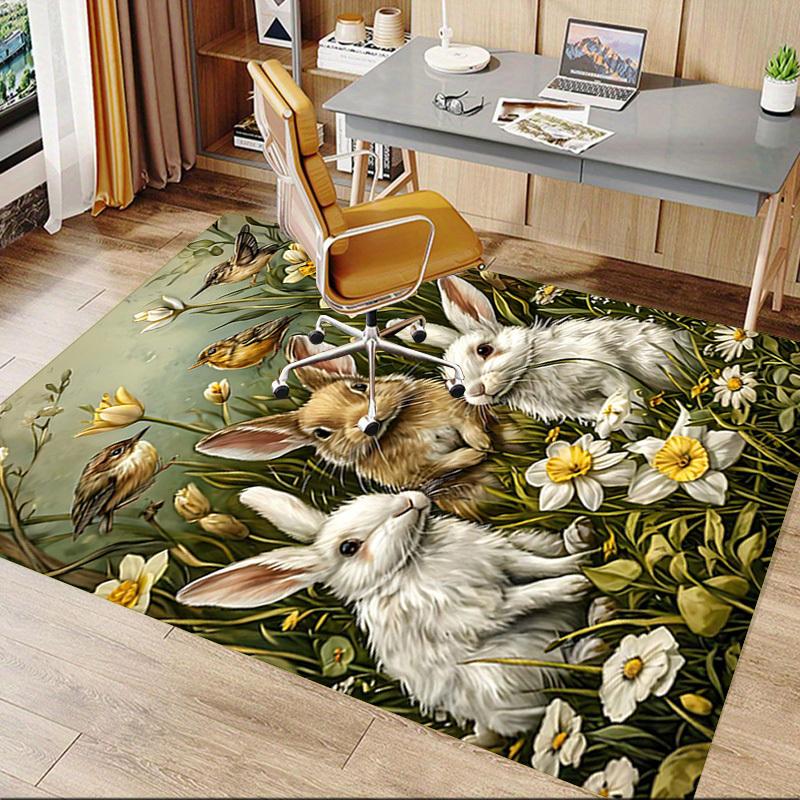 1PC bunnies flowers Extra Large Non Slip Floor carpet, Office, family, Studio   Large Area Rug Indoor Rugs, Bold Statement Piece