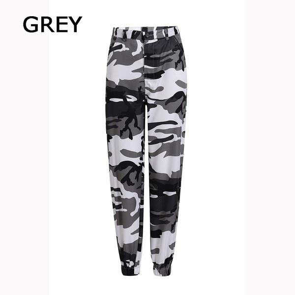 Women's High Waist Slim Cargo Camouflage Pants Plus Size Loose Hip Hop Pants Outdoor Sports Jogging Pants S-3XL