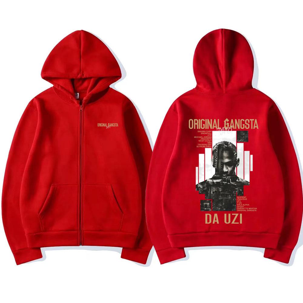 Rapper DA Uzi Original Gangsta Album Merch Zipper Hoodies Men Women Fashion Pop Jacket Streetwear Coat