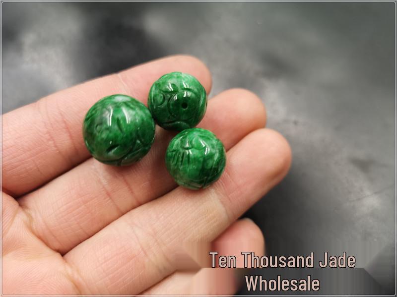Elegant Jade Carved Round Beads for DIY Jewelry