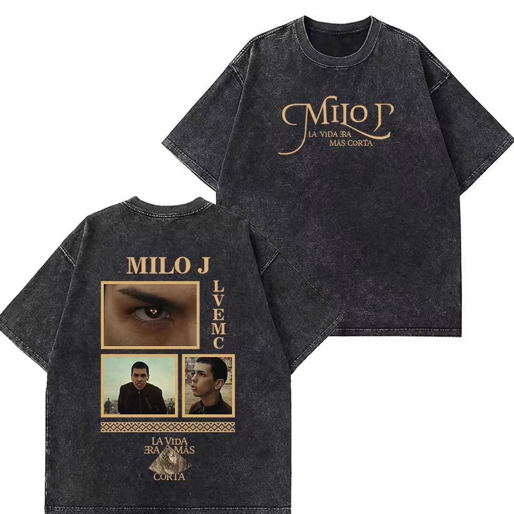 Rapper Milo J Album Tour Vintage Washed T Shirts Mens Women Clothing Harajuku Hip Hop Tshirts Short Slevee Oversized Tshirts