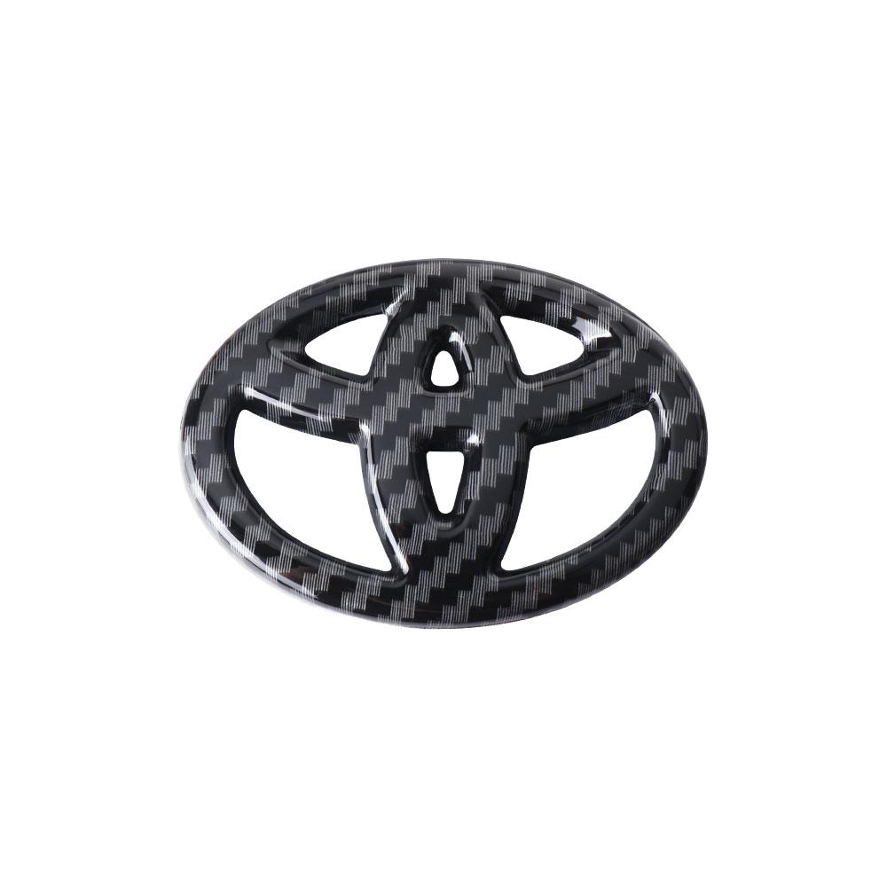 

2026 New For Toyota 1Pcs Car ABS Carbon Fiber Logo Steering Wheel Badge Cover Sticker For Toyota Fortuner CHR Verso Prius Hiace вуглецевого волокна, чорного кольору