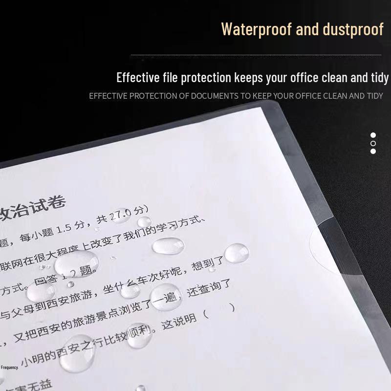 Transparent Waterproof A4 L-Type Folder with L-Clip for File and Contract Archive