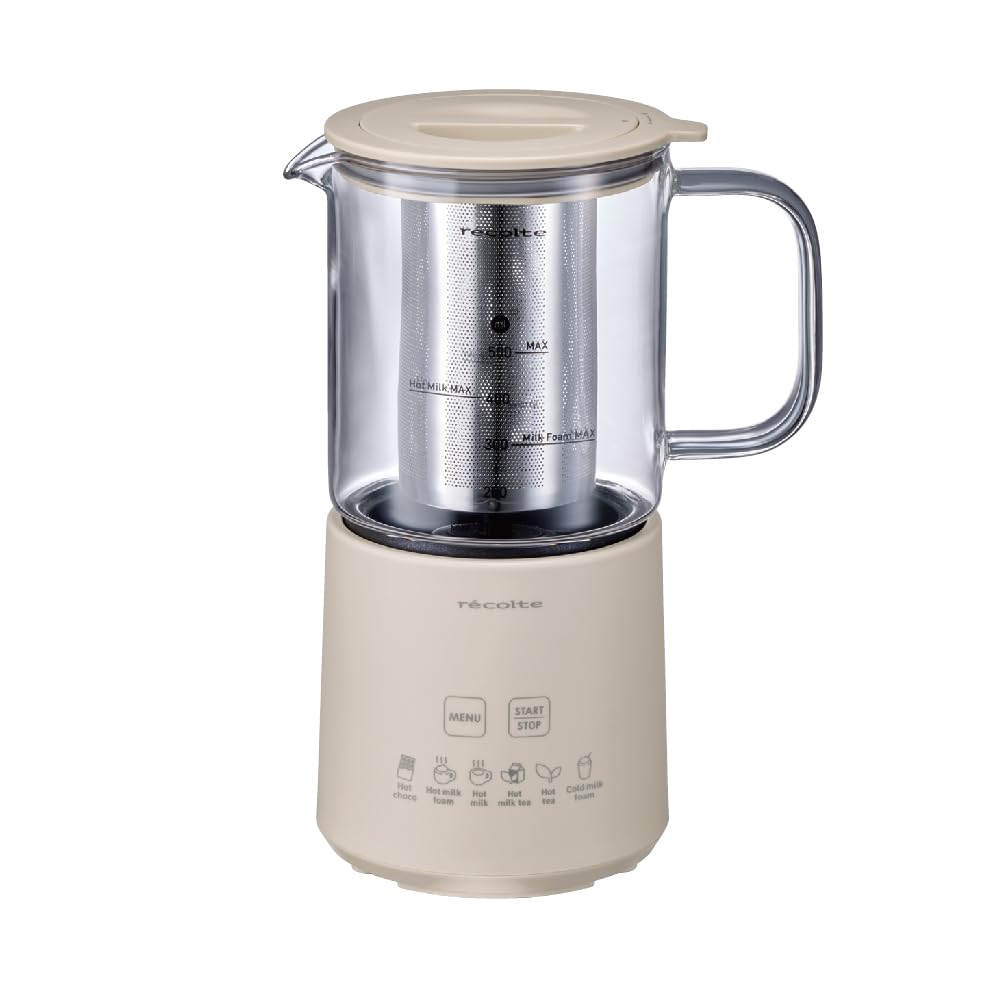 Recolte Hot Chocolate & Milk Frother 500ml Hot Chocolate Maker Electric Creamer Whisk 6 Menus Cream White RMT-3(W)