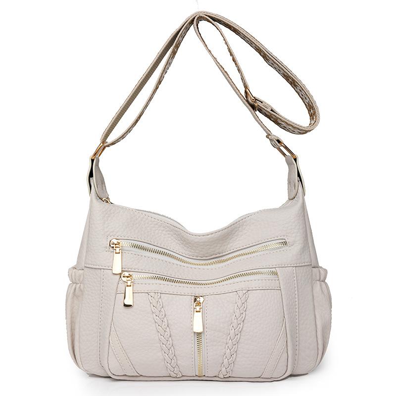 

Мягкая кожаная сумка через плечо женская большая вместимость легкая сумка через плечо дорожная сумка для мамы среднего возраста сумка бежевый