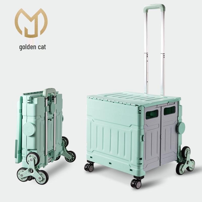 Portable Stair-Climbing Trolley: Folding Cart for Groceries, Camping, and Outdoor Use