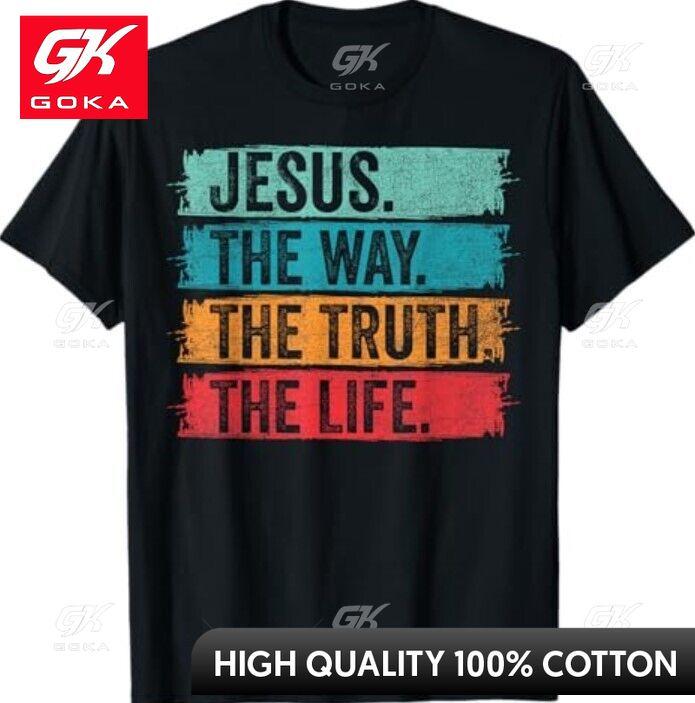 Jesus The Way Truth and The Life Vintage Christian Worship Graphic T Shirts Unisexs Clothing Cotton Women Funny Summer Tshrits S