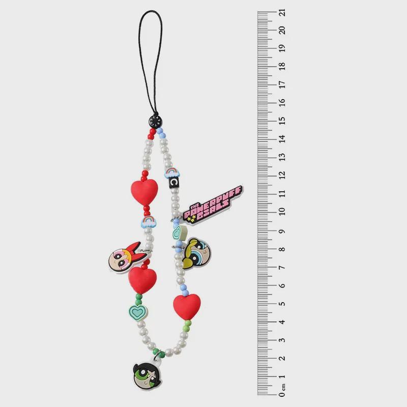 Powerpuff Girls Silicone Beaded Phone Lanyard - Cute Cartoon Design