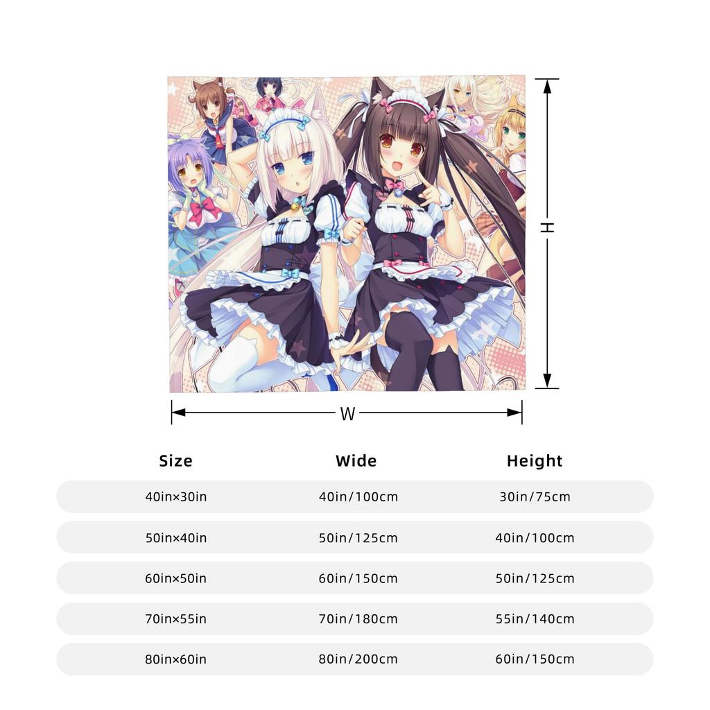 Nekopara Chocola Vanilla Knitted Blanket Fleece Anime Kawaii Gir Ultra-Soft Throw Blankets for Outdoor Travel Bed Rug