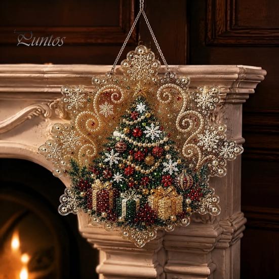 Funkelndes Edelstein-Kunstprojekt Weihnachts-Faux-Perlen-Malerei Sonnenfänger-Set, Acryl-Schneeflockenförmige Platte mit Spitze Kreatives Geschenk für Frauen Kante, 3D