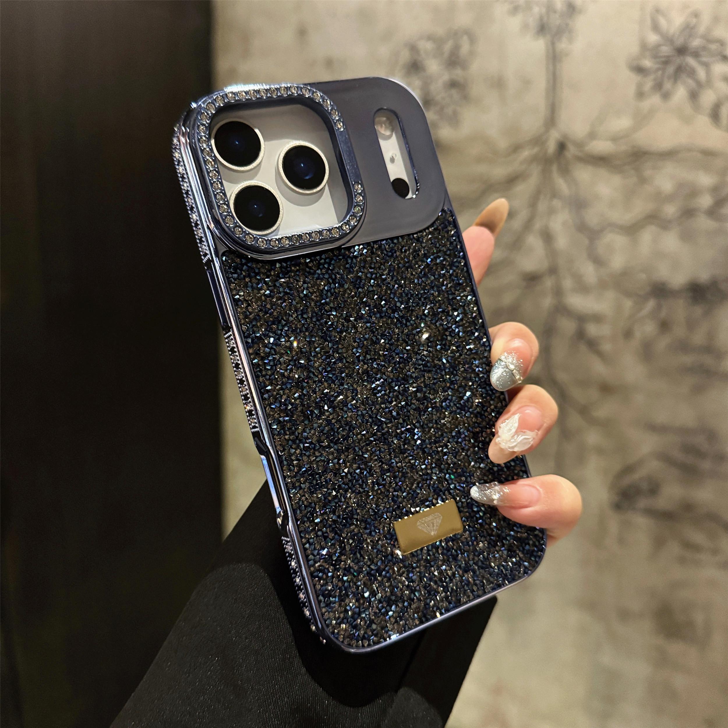 

For iPhone 17 Pro Max Case Full Rhinestones Design Hidden Lens Kickstand TPU PC Phone Cover