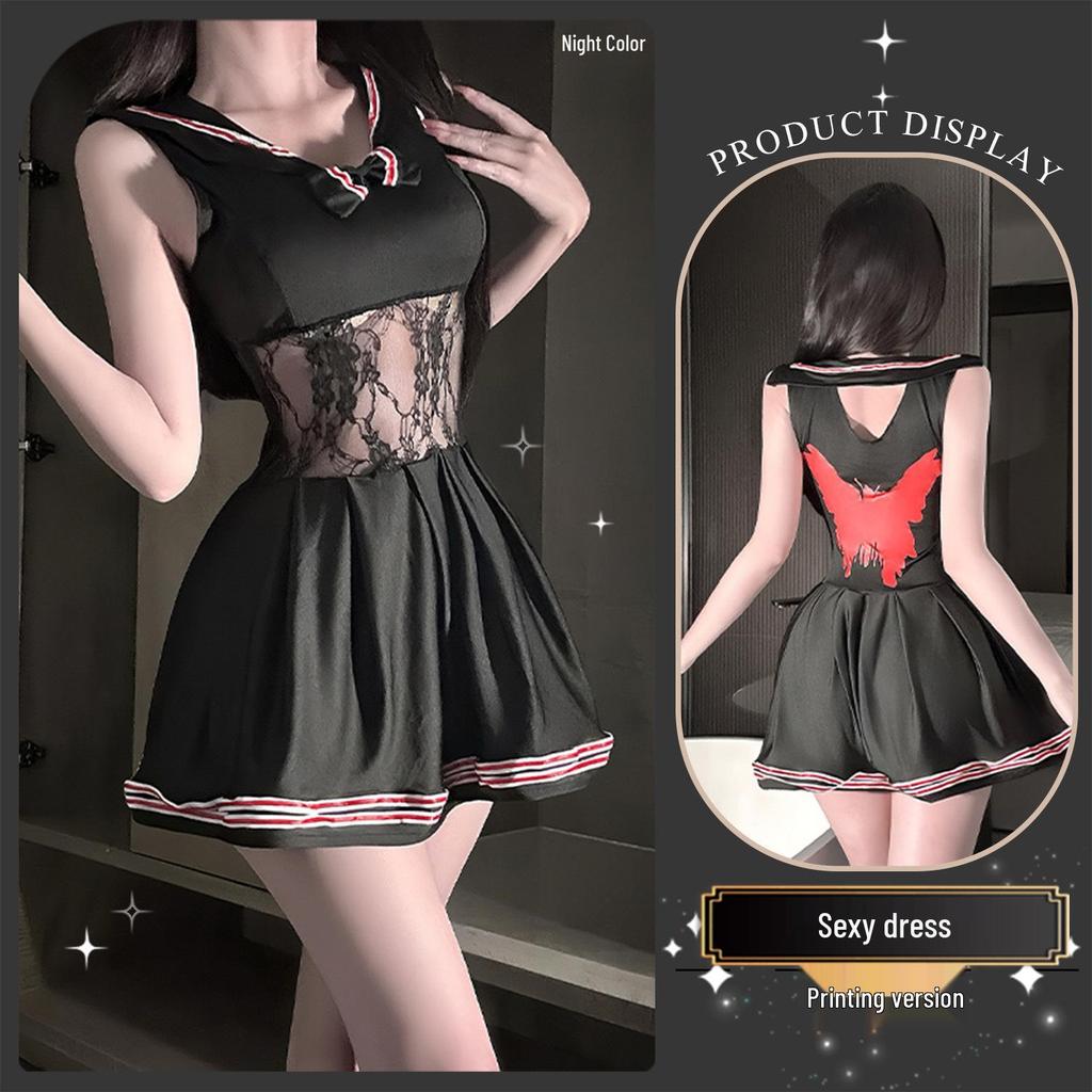 Golden Night Lace Bow Sleeveless Low-Cut Dress