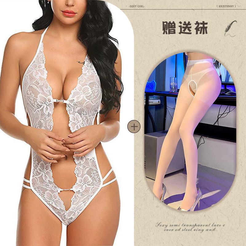 European and American sexy lingerie perspective backless body sculpting lace