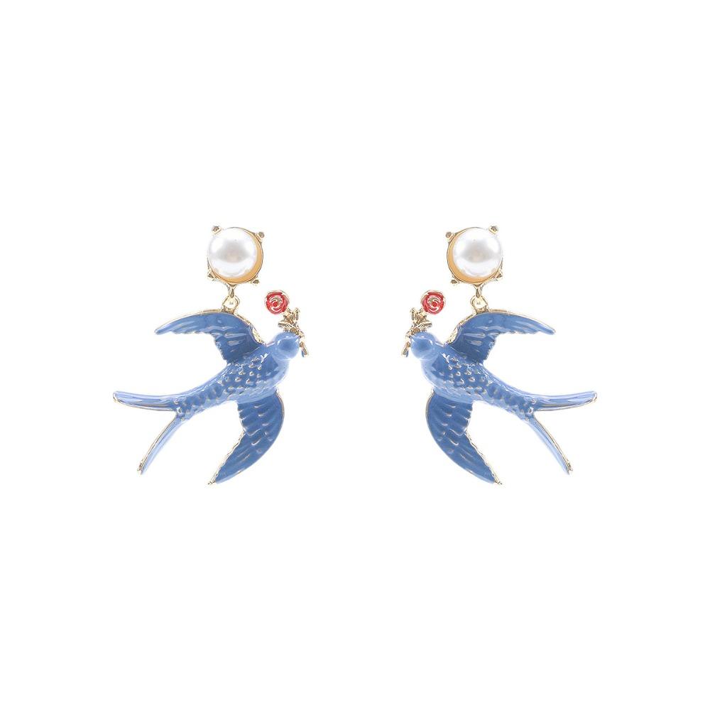 Bird Woven Baroque Pearl Necklace Animal Geometric Earrings Exquisite Women s Jewelry Set Gift Earrings