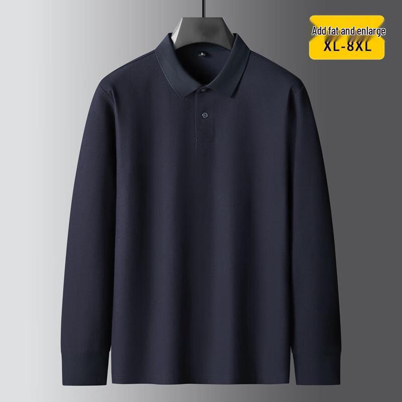 Мужская хлопковая мерсеризованная рубашка-поло с длинным рукавом большого размера 5XL