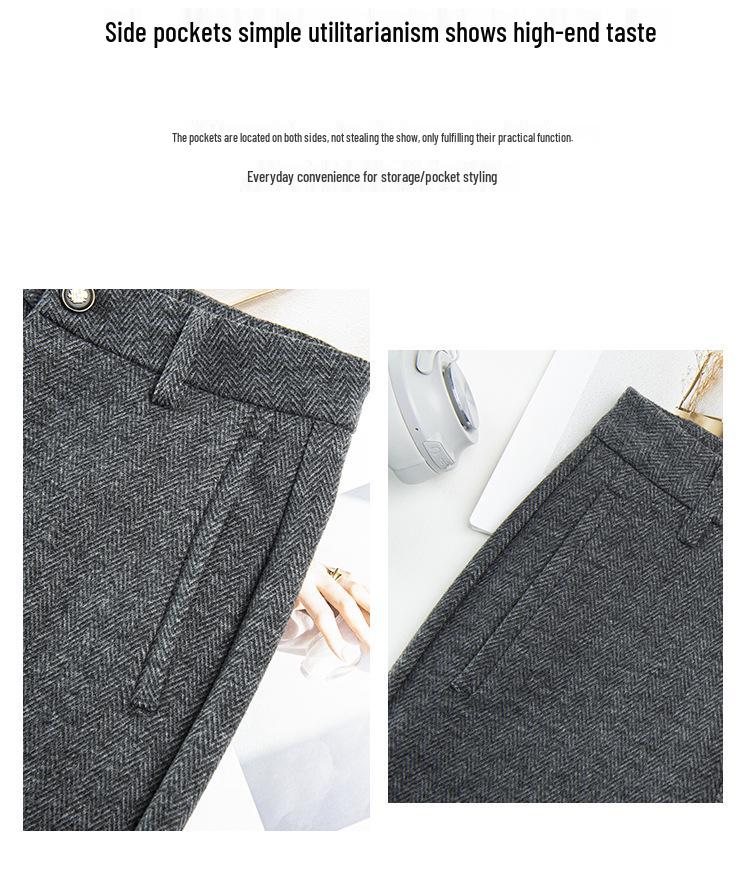 2025 Autumn/Winter High Waist Tencel Wool Cigarette Pants: Slimming Loose-Fit Drape for Versatile Casual Wear
