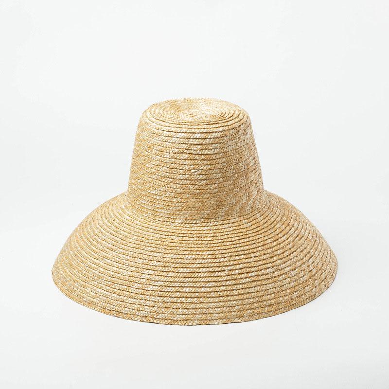 Nuovo Popolare Cappello da Sole a Forma di Lampada per Donna Grande Ampia Tesa Estivo Cappello da Spiaggia Cappello di Paglia Alto per Signora Protezione UV Cappello da Derby da Viaggio