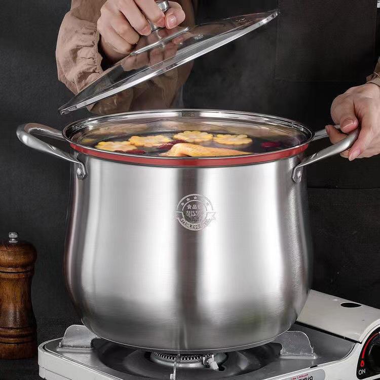 Extra Large Capacity Stainless Steel Soup Pot - Commercial Grade for Household and Kitchen Use