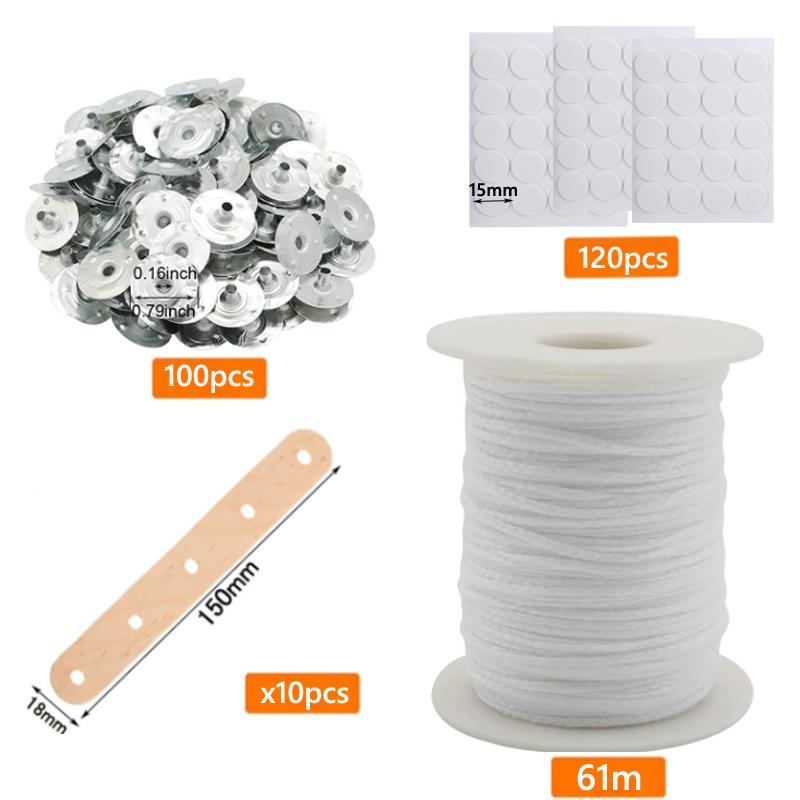 New Waxed Cotton Candle Wicks Set with Stand Original Smokeless Candle Wicks Soy Oil Wax Core Woven Making Candles Supplies
