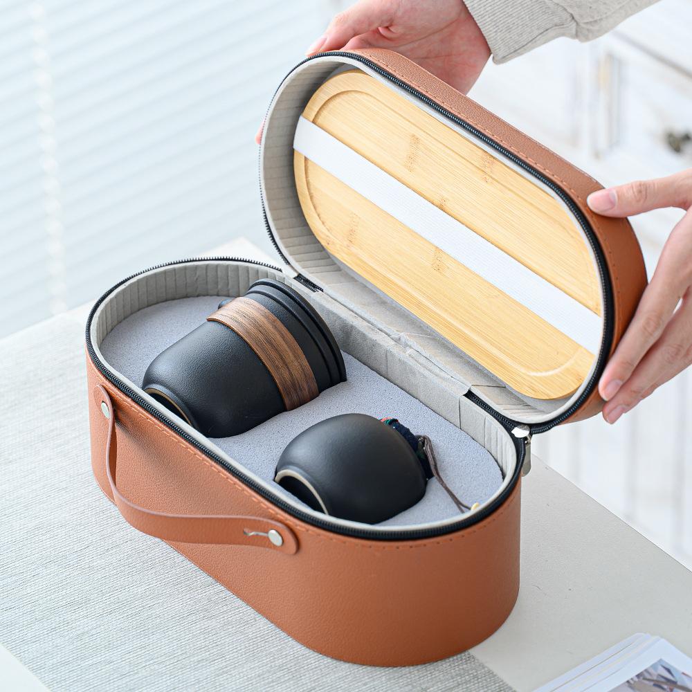 Travel tea set Ceramic Kuaike cup Car storage box Portable outdoor teapot Teacup Kung Fu tea set