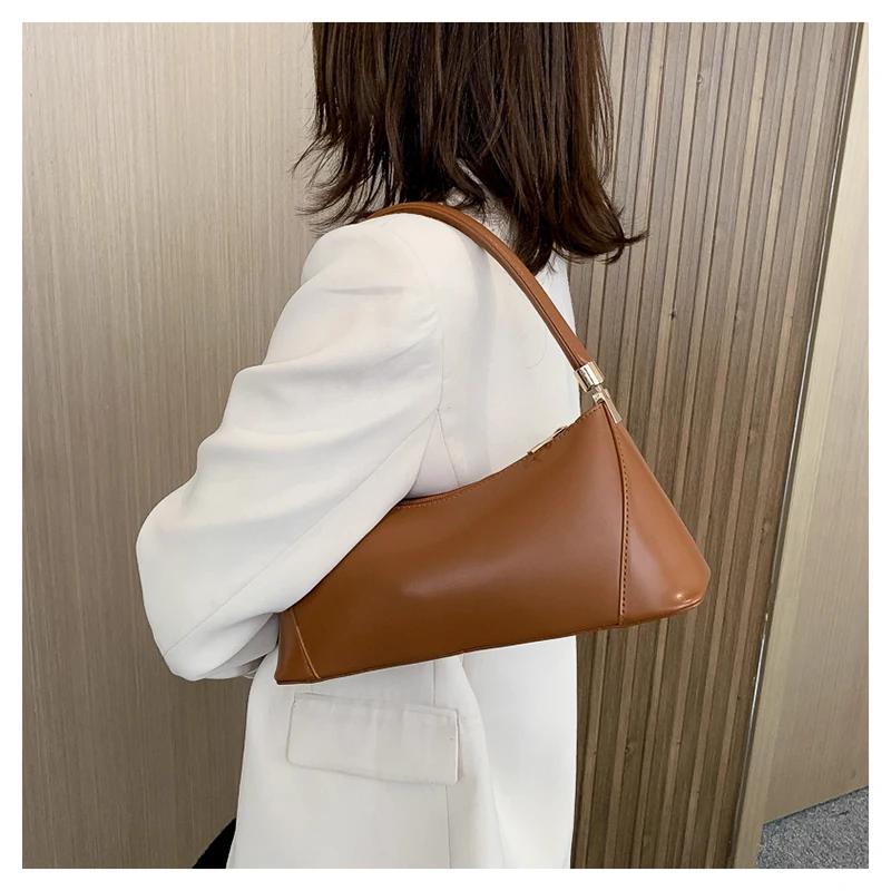 Retro Monochromatic PU Shoulder Bag for Women  Small Square Bag