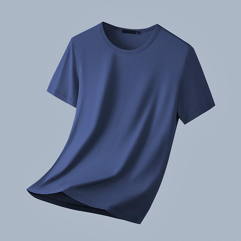 Men's Solid Color V-Neck T Shirt Casual Slim Fit Breathable Short Sleeve Basic Top for Daily Wear Brown