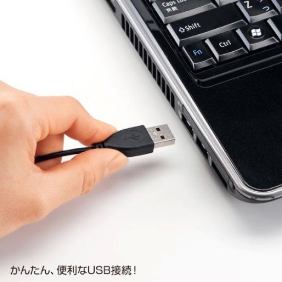 Sanwa Supply USB A Large Soft Ear Headset, Connection, Pads, Omnidirectional, Black, MM-HSUSB17BK
