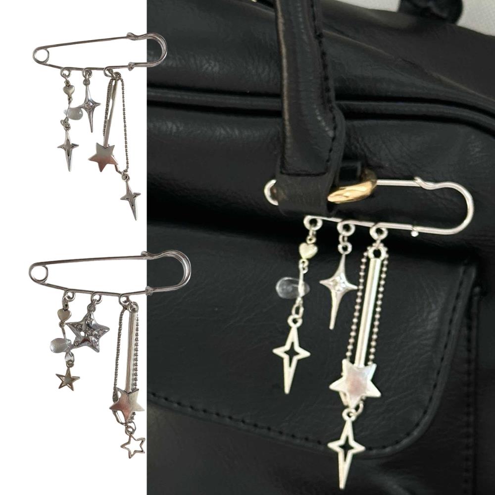 Sweet Pin Star Chain Girl's Bag Pendant Brooch Pin Stylish Bag Decors Pin Buckle Clothes Brooch Jewelry Keychain Handbag Pendant
