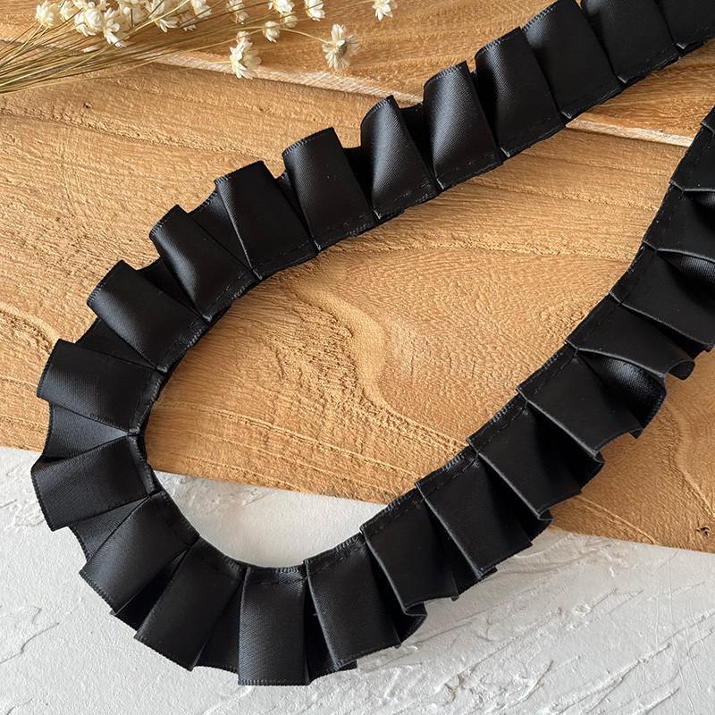 Material organza din dantelă neagră pentru îmbrăcăminte și accesorii DIY - Decorare decolteu și tiv fustă