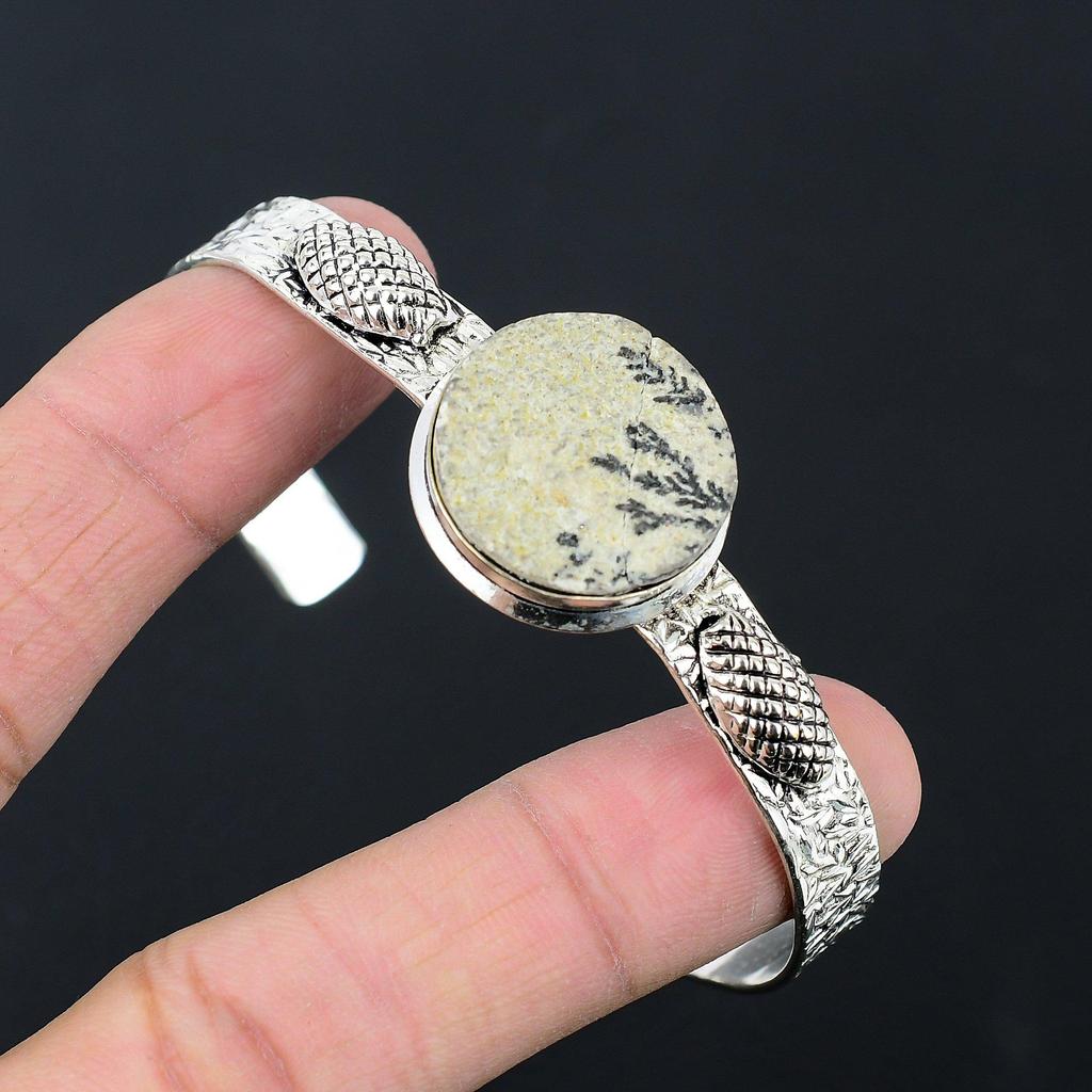 Daughters Day Deal Natural Psilomelane Dendrite Sterling Silver Bangle Jewelry