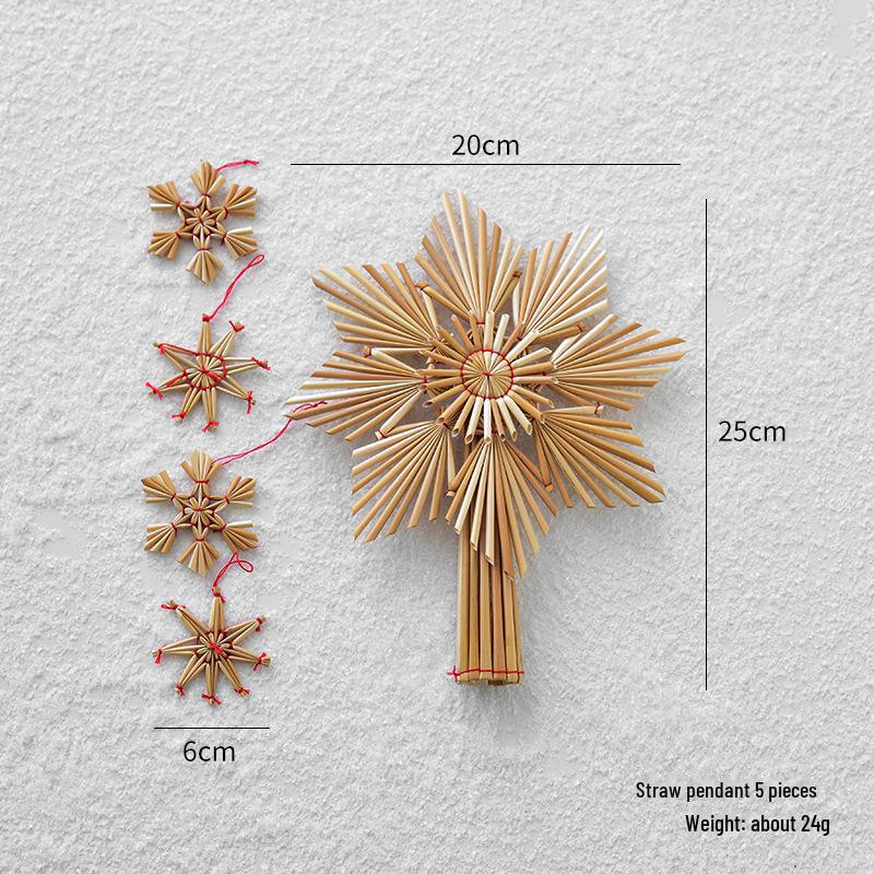 

Экологичная соломенная снежинка-звезда-верхушка на елку - подвеска из натурального рождественского украшения