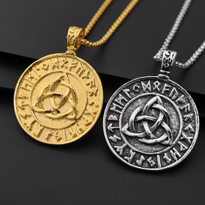 Retro Viking Men Personality Hip Hop Pendant Punk Party Gift Amulet Round Tag Necklace