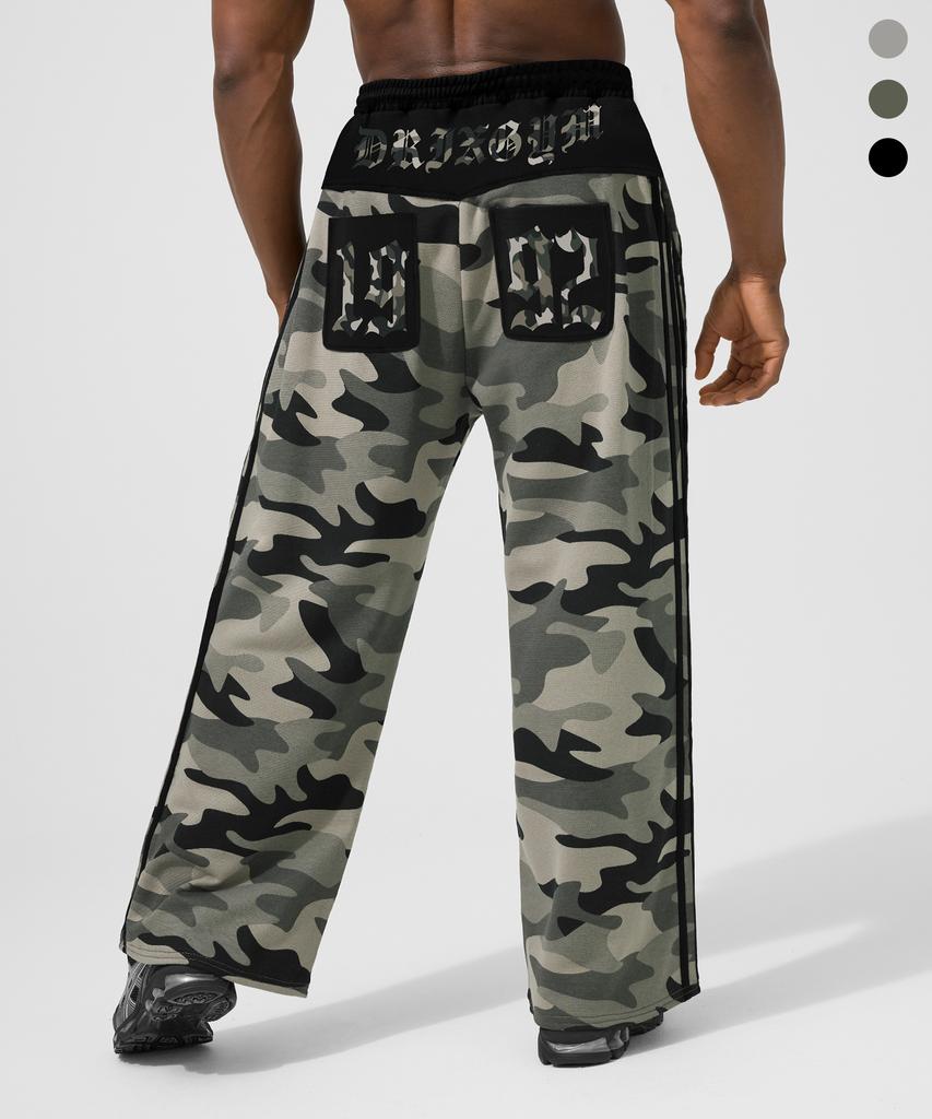 DRIX Camo Color Block Track Line Graphic Pants_Gray