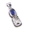 Natural Green Amethyst, Kyanite 925 Solid Sterling Silver Pendant 1.50'' T8g02