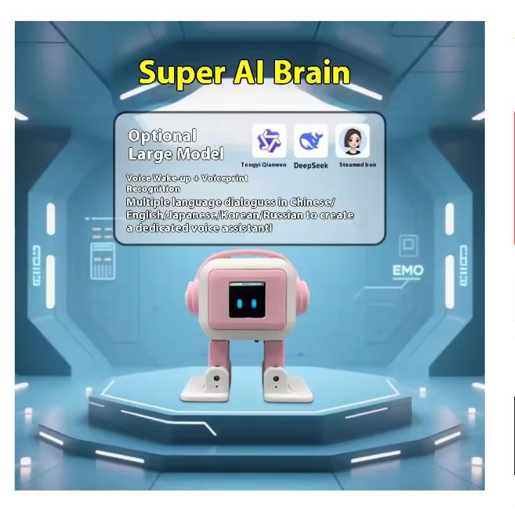 AI EMO Robot ESP32-S3 Main Control 1.54inches Screen Intelligent Interactive Robot Voiceprint Recognition Companion for Child