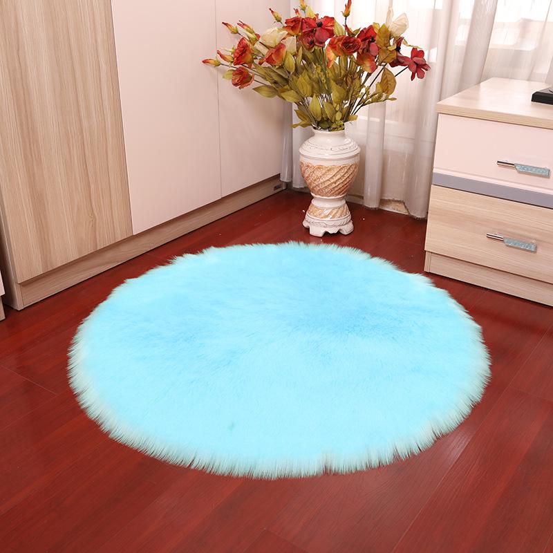 Nordic Round Faux Wool Rug for Bedroom or Living Room