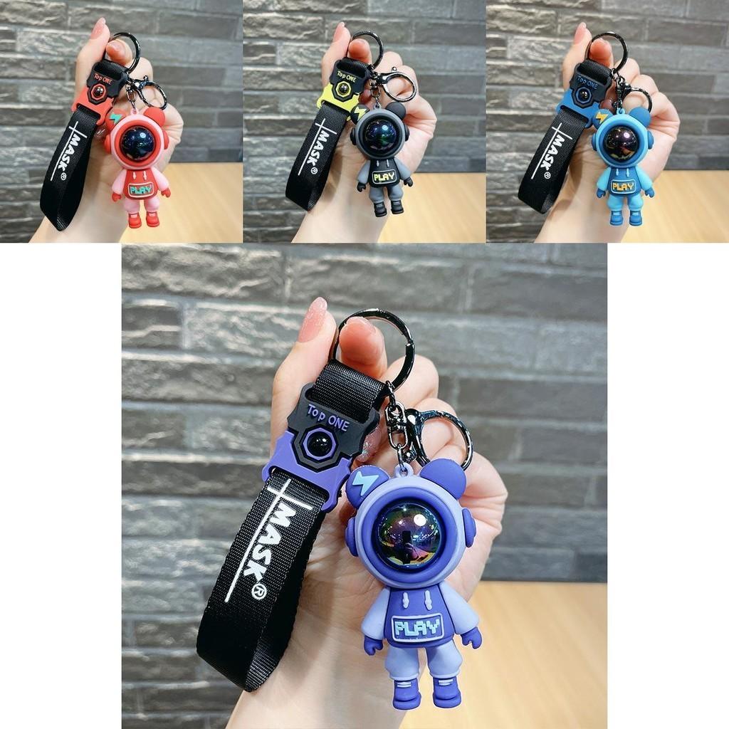 Colorful Play Lightning Bear Keychain Resin Material Cute Cartoon Gift Style