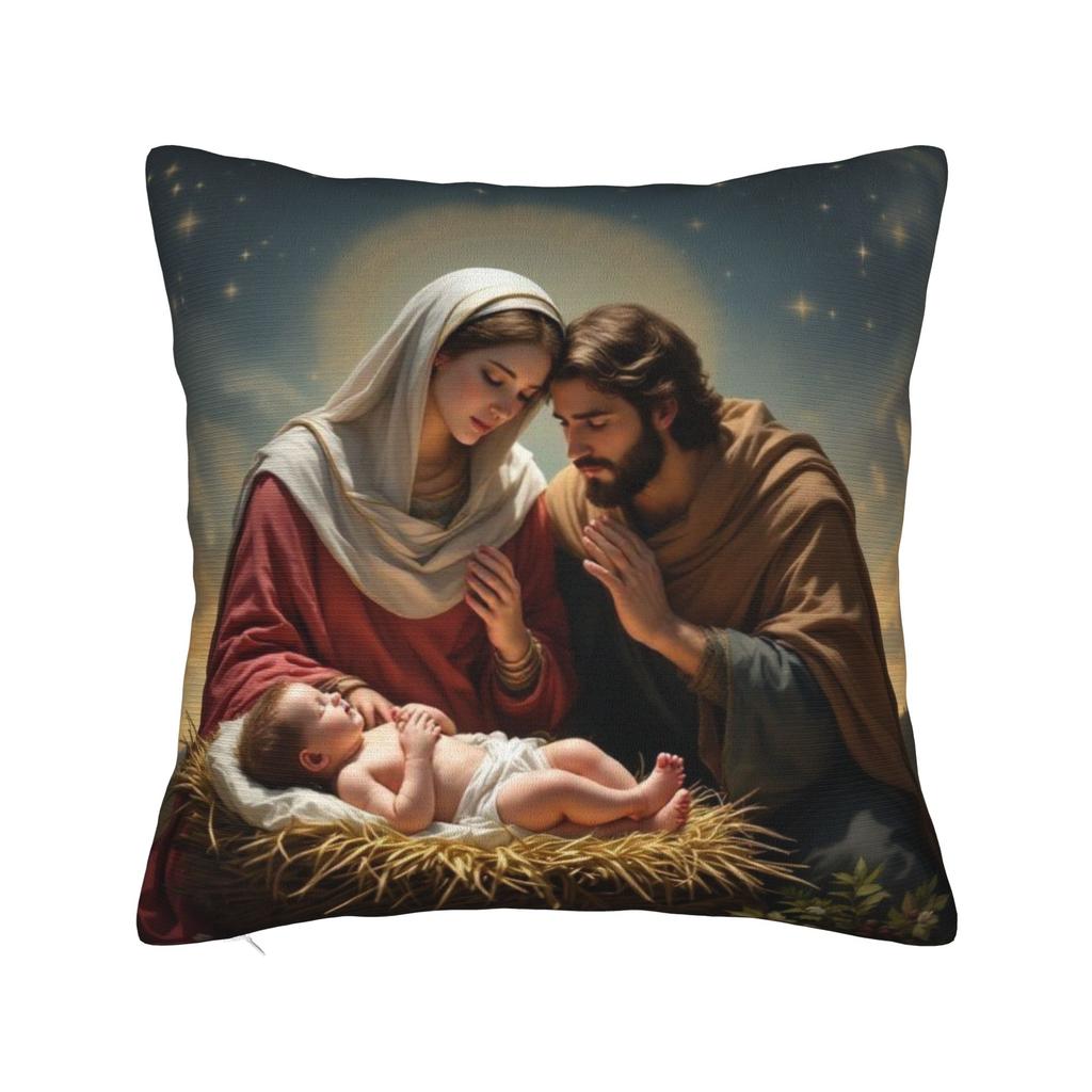 Christmas Nativity Scene Baby Jesus & Mary Printing Pillowcase Cushion Cover  Pillow Covers New Style Home Decor