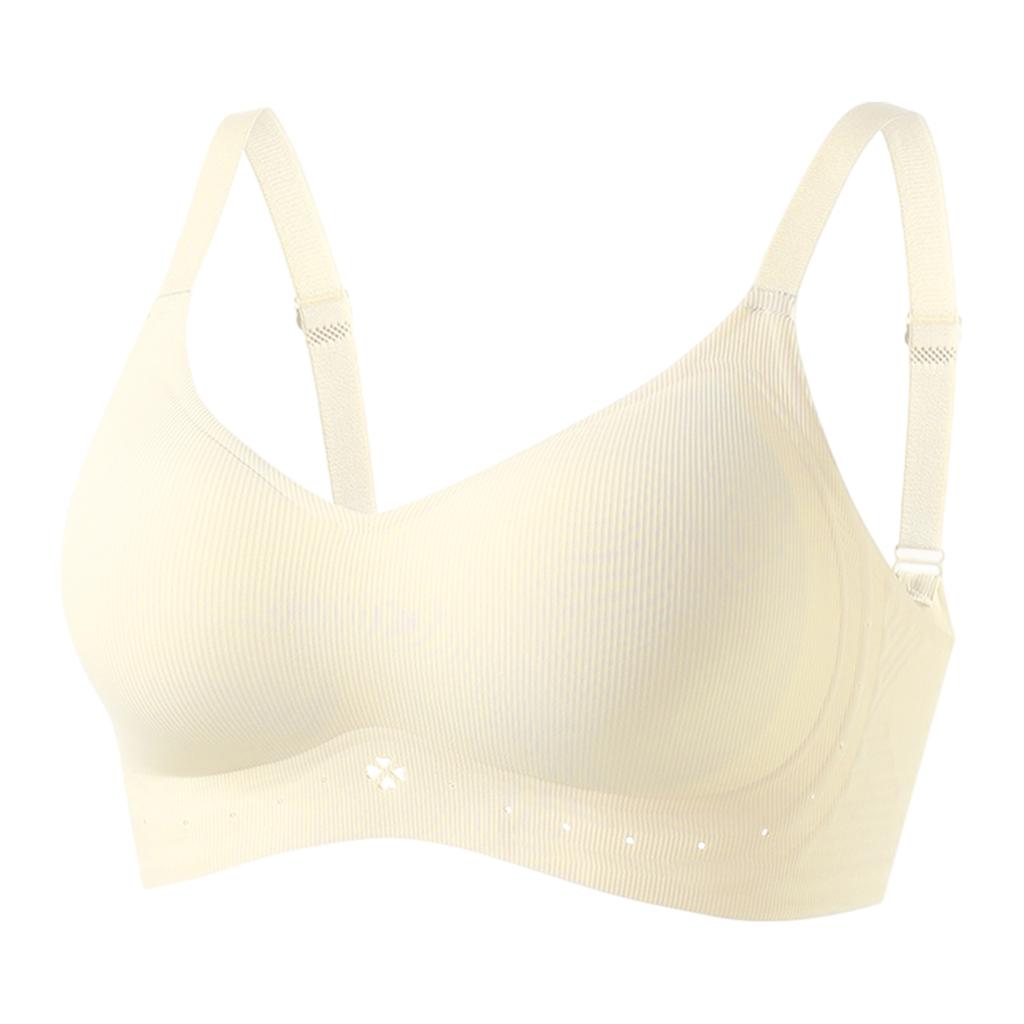 Zeriluna Four-leaf Flower Breathable Ribbed Push-up Bra Comfortable, Body-fitting, Skin-friendly, Soft and Breathable Underwear