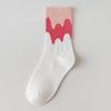 Women's Spring and Autumn Style Pure Cotton Mid-calf Socks, Gradient Color Letter Sports Socks, Long Socks
