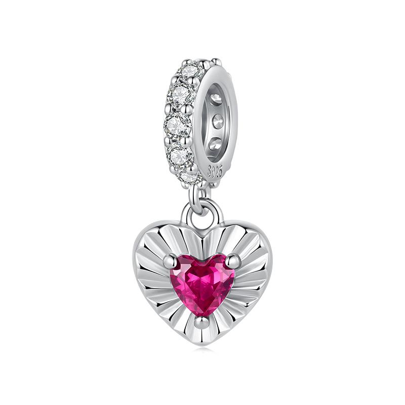 WOSTU 925 Sterling Silver Valentine Gift Openable Red Heart Charms Love Pendant mom Bead Fit Bracelet Necklace DIY Jewelry Gift2