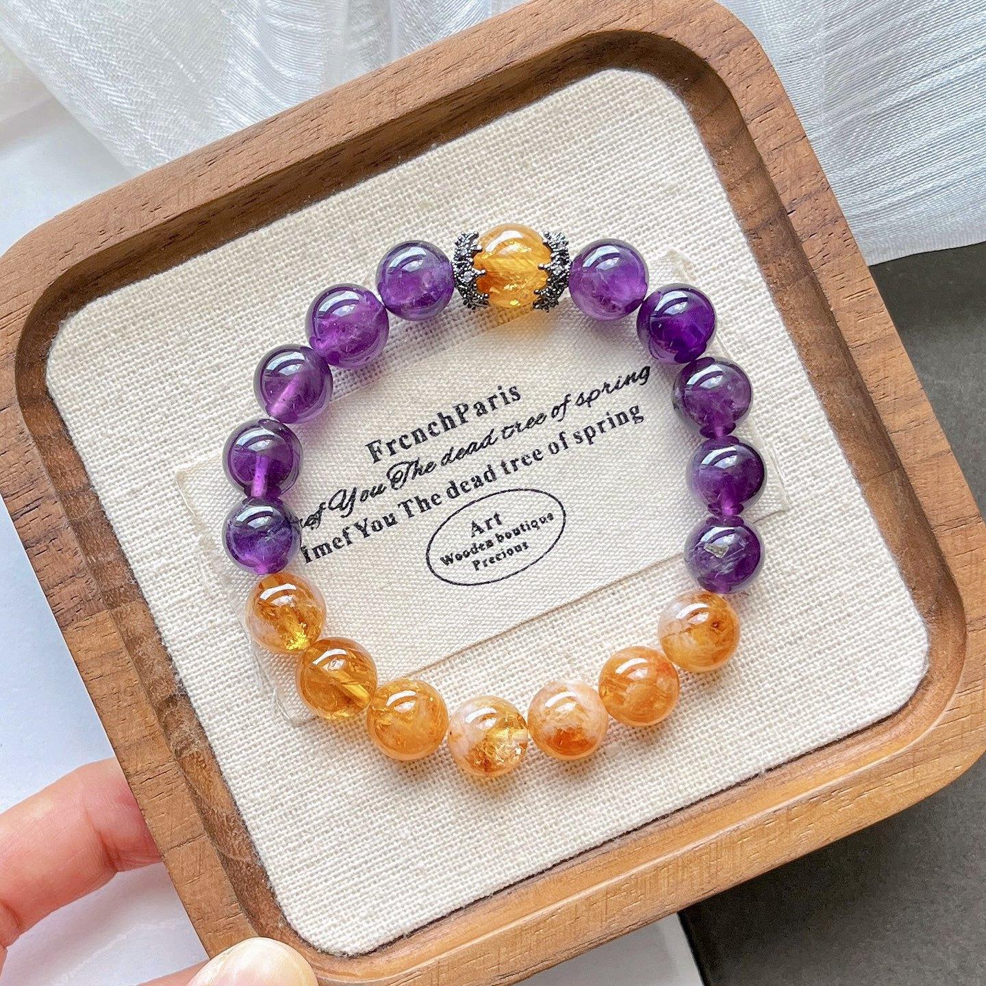 

Wind 10Mm Vintage Natural High Quality Caramel Citrine Amethyst Bracelet Bracelet