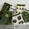 5 Pairs of Women's Spring and Summer Four-season Green Fun Eyes Personalized Cartoon Comfortable Mid-calf Socks