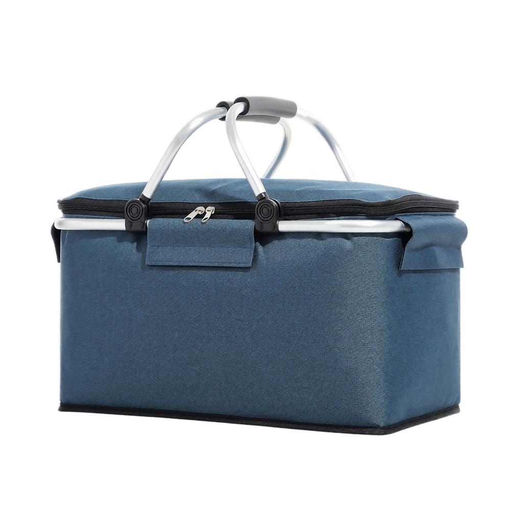 Oxford Fabric Portable Picnic Basket with Handle Foldable Insulated Storage Bag Large Capacity for Outdoor Camping Grocery Shopping