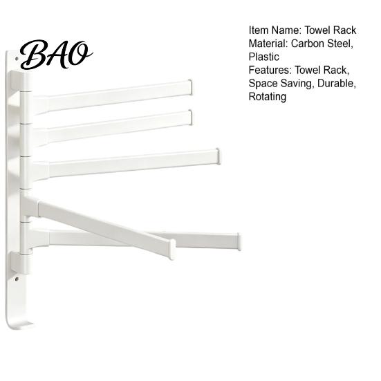 Drill Free Towel Bar Swivel Rack, 180 Degree Rotating Design, Wall Mounted Space Rack for Bathroom Aluminum Swing Holder, Anti-slip Organizer Kitchen