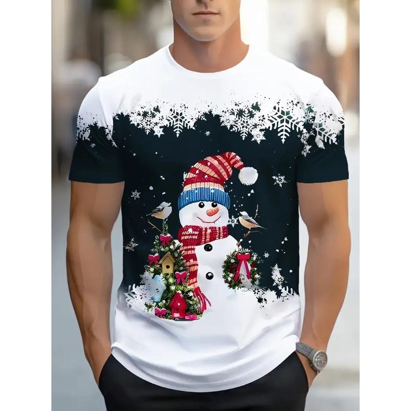 Men's Shirts Santa Claus 3D Print T-Shirt Stretch Fabric with Festive Holiday Design Santa Party Women's Shirts Kids Tshirt