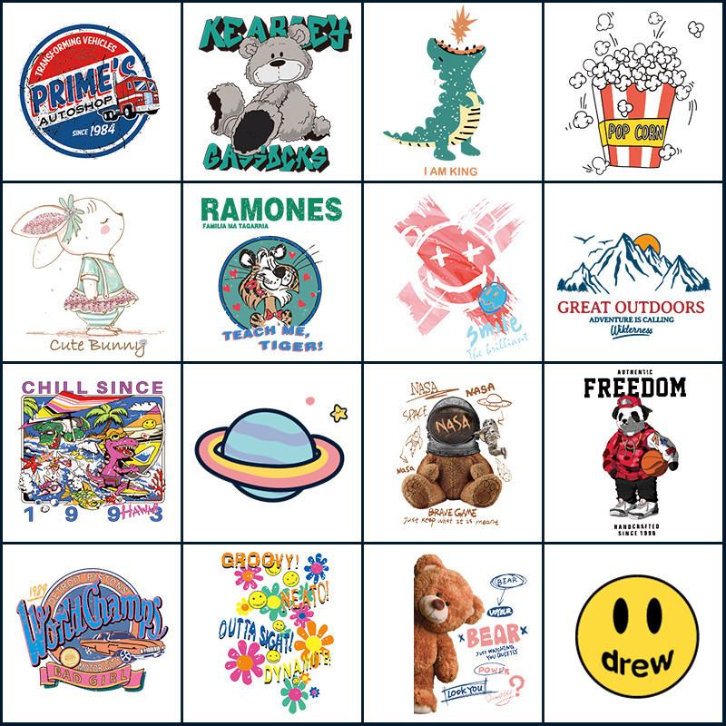 Cartoon Heat Transfer Sticker Men'S And Women Clothes Decorative Cloth Sticker Children'S T-Shirt Sweater Pattern Printed Sticker Large Patch Sticker