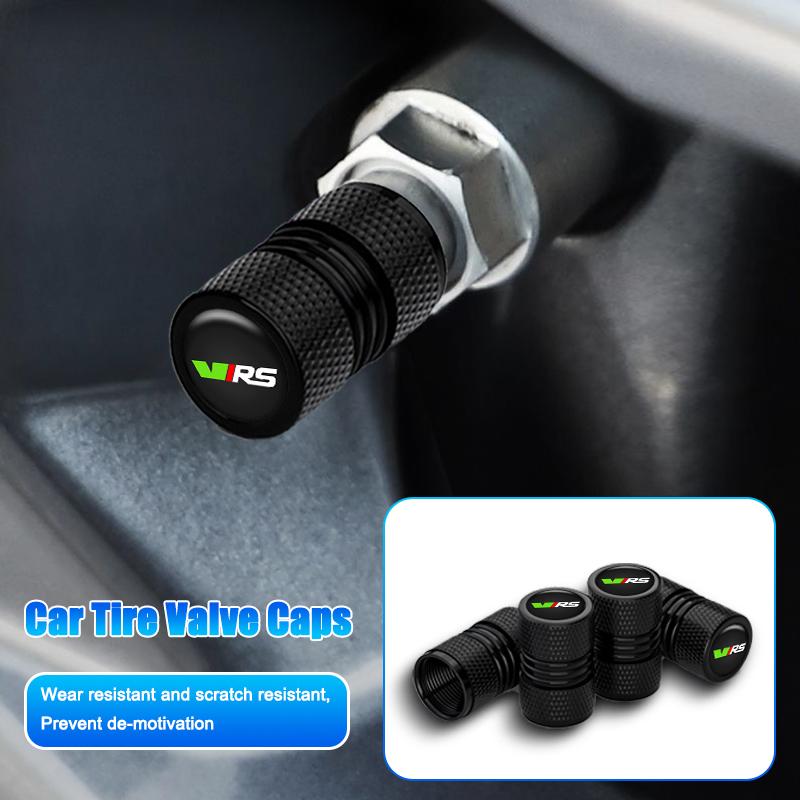 For Skoda VRS Octavia 1 2 3 Rapid Kodiaq Karoq Fabia Kamiq Superb Knurling Tire Valve Aluminum Silver Car Tire Valve Stems Cap